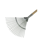Laubrechen silber mit runden Zinken mit Stiel